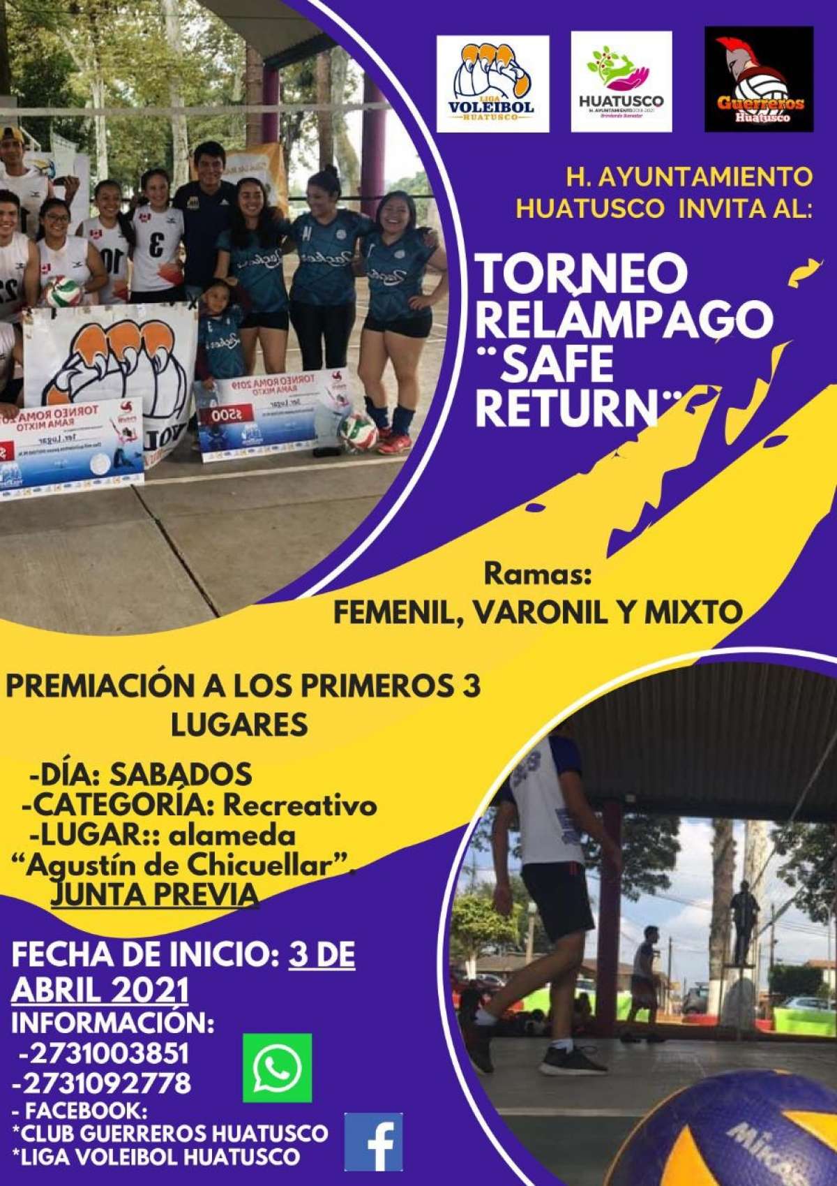 *El Ayuntamiento de Huatusco, te invita al Torneo Relámpago " Safe Return"*
