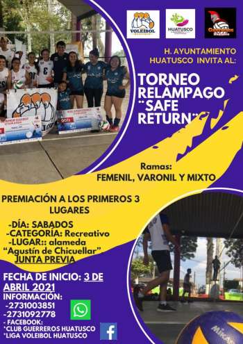 *El Ayuntamiento de Huatusco, te invita al Torneo Relámpago \" Safe Return\"*