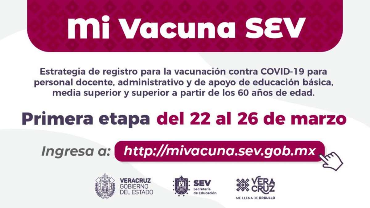 Inicia en Veracruz registro de docentes mayores de 60 años para recibir vacuna anti-COVID-19: SEV