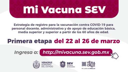 Inicia en Veracruz registro de docentes mayores de 60 años para recibir vacuna anti-COVID-19: SEV