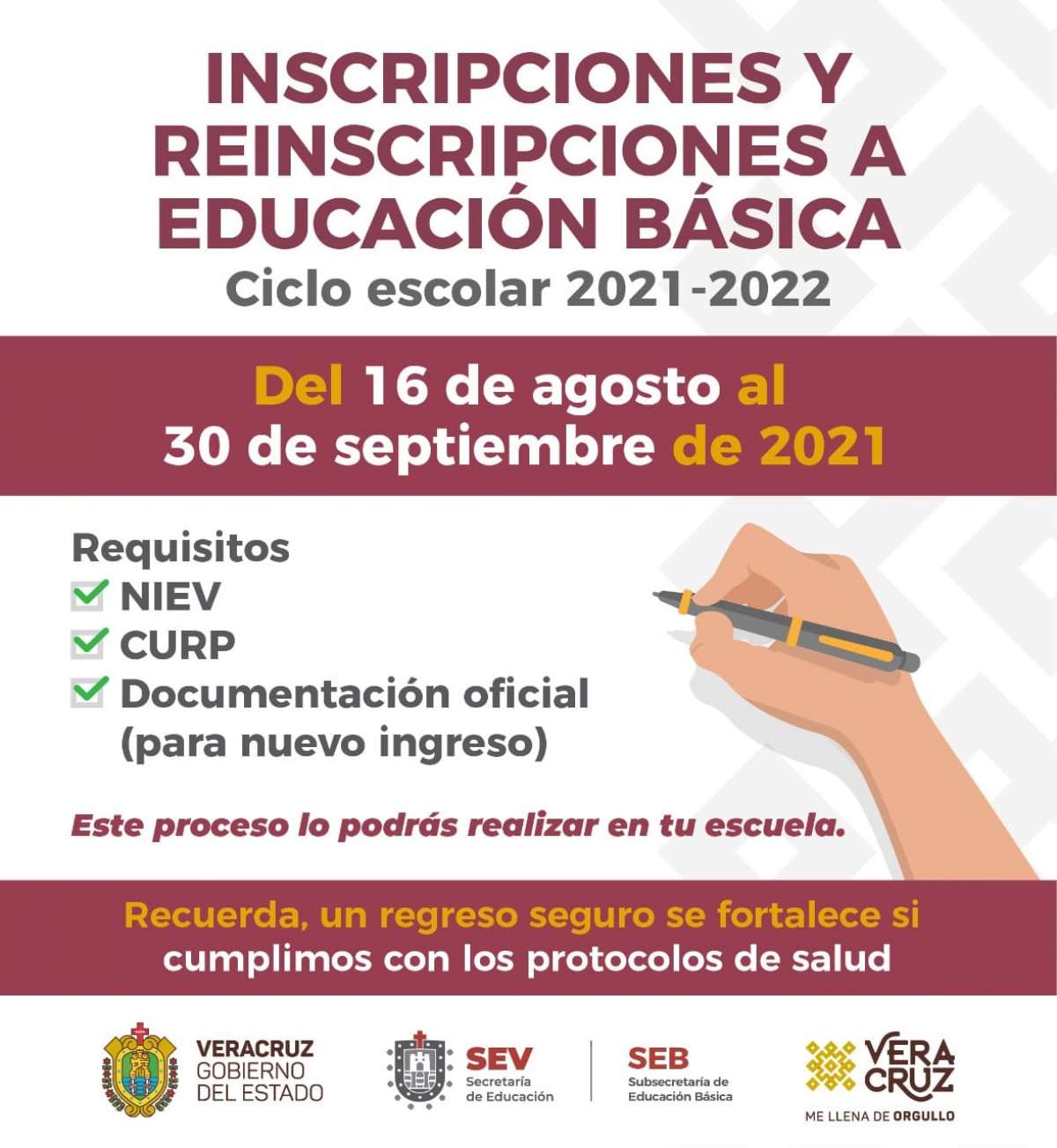 Inicia proceso de inscripción y reinscripción a Educación Básica ciclo 2021-2022