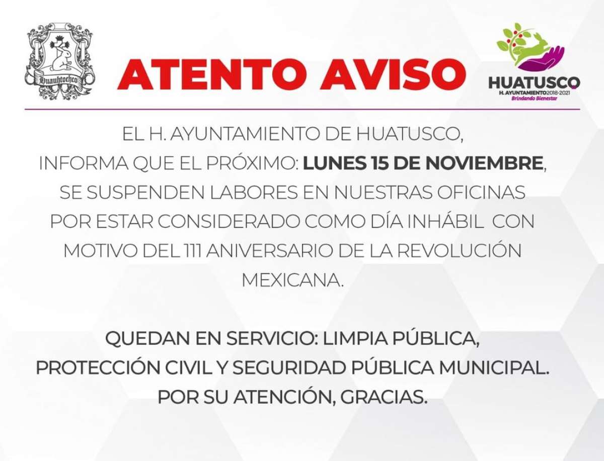 Aviso Importante Huatusco