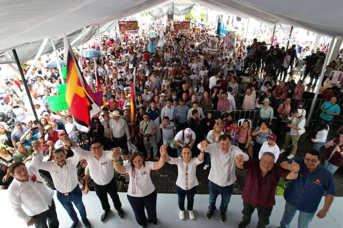 Claudia Sheinbaum va por la continuidad de la visión humanista de la Cuarta Transformación junto a militantes de Los Tuxtlas, Veracruz