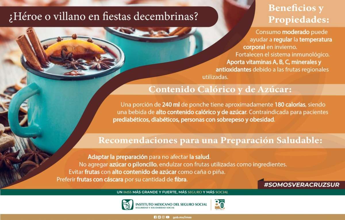 Previene IMSS Veracruz Sur sobre bebida de    ponche, ¿héroe o villano en fiestas decembrinas? 