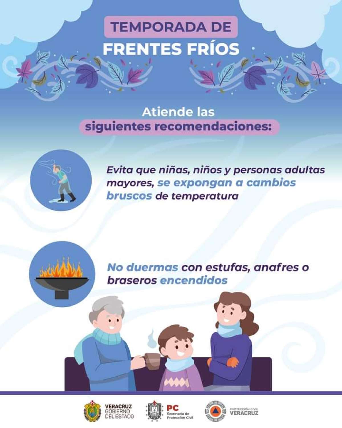 Por la temporada invernal, recomienda Protección Civil a que niños    y adultos mayores se expongan a cambios bruscos de temperatura 