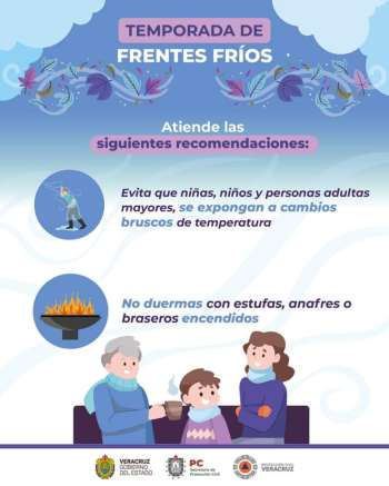 Por la temporada invernal, recomienda Protección Civil a que niños    y adultos mayores se expongan a cambios bruscos de temperatura 