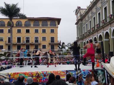 Disfrutan pequeños de espectáculo de luchas