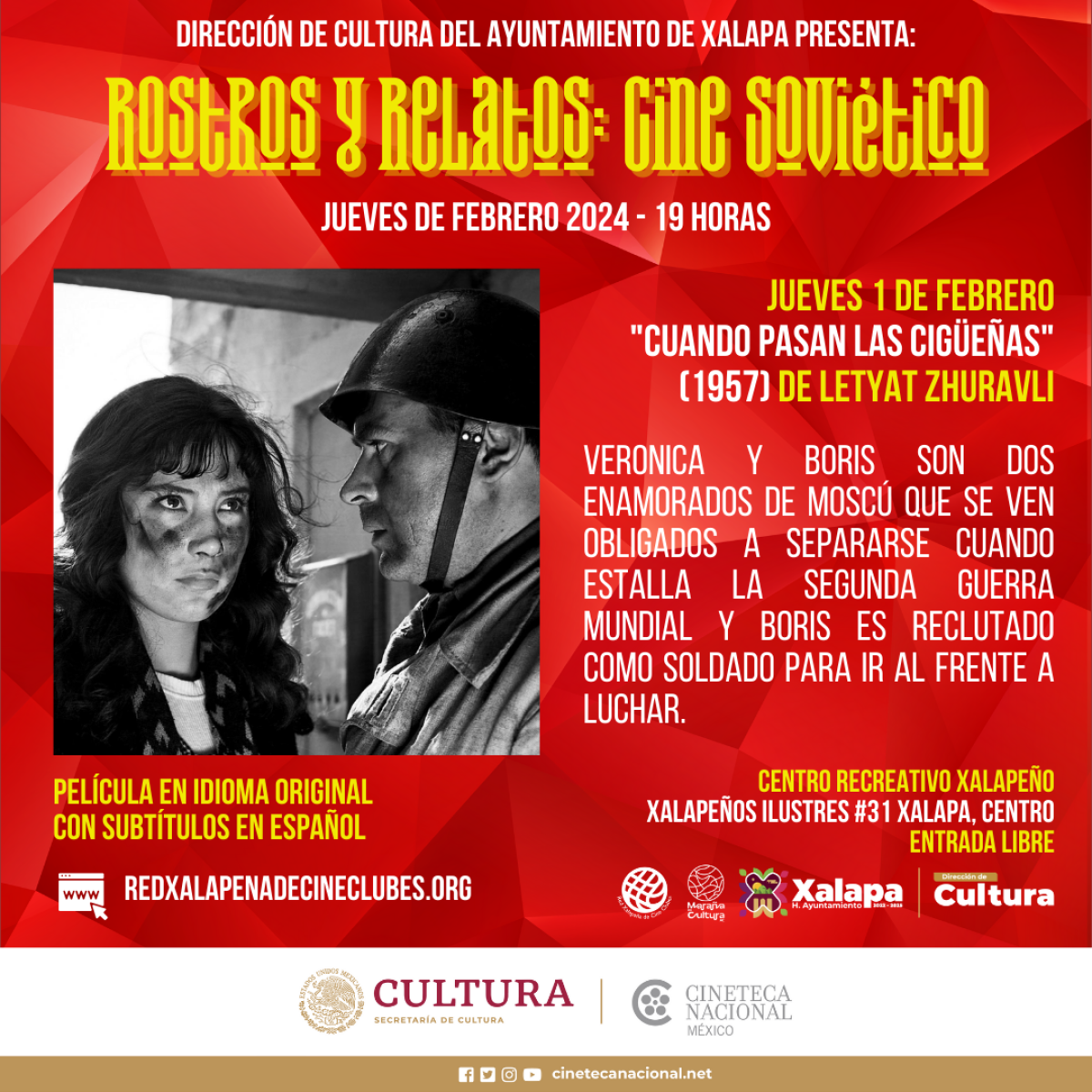 Proyectarán durante el mes de febrero “Rostros y Relatos: Cine Soviético” en Xalapa   