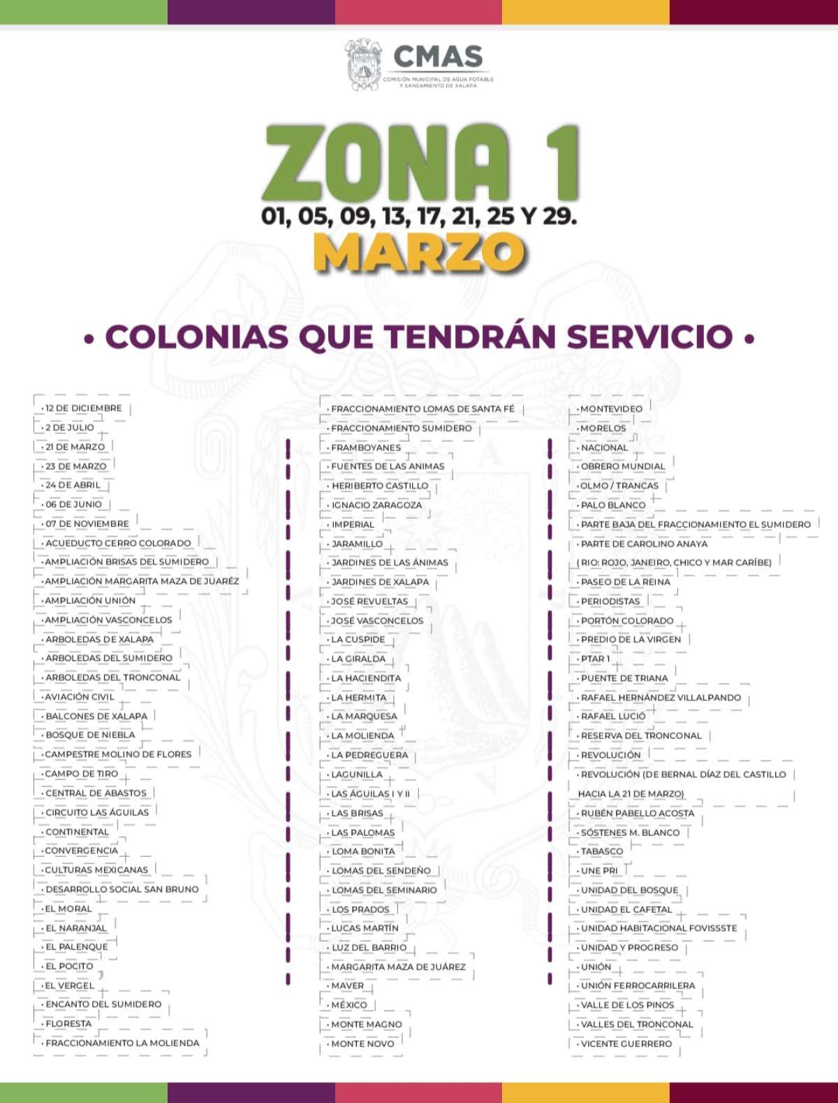 Tandeos durante marzo será de 72 horas con servicio y 72 horas  sin suministro en la ciudad de Xalapa y zona conurbada: CMAS