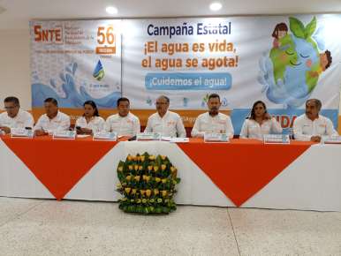 SNTE realiza campaña nacional ¡El agua es vida, el agua se agota! ¡Cuidemos el agua! Busca concientizar a la población en el uso racional del vital líquido