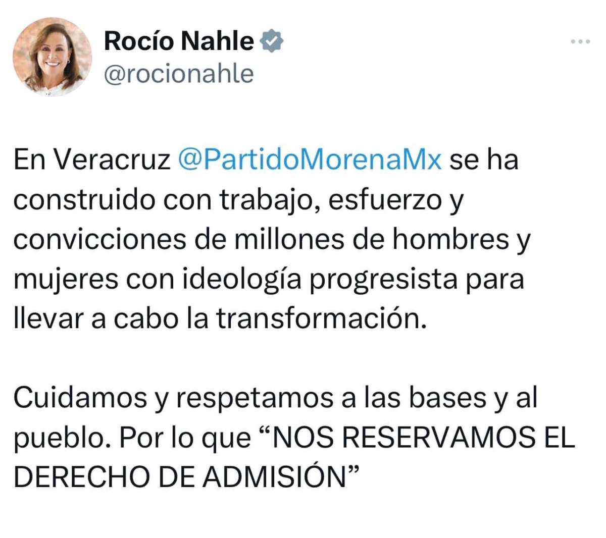 ROCÍO NAHLE ACLARA LAS VERSIONES DE PERSONAJES QUE ALUDEN A LA INTEGRACIÓN DE LOS YUNES A MORENA.