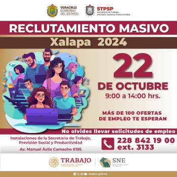 Próximo 23 de octubre, feria del empleo en Minatitlán; 7 de noviembre en Poza Rica   