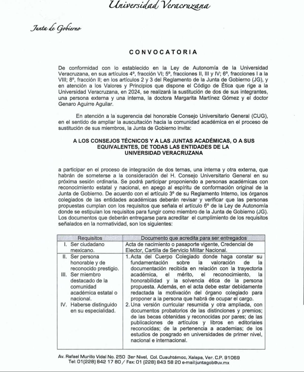 Venció plazo para proponer candidatos que integrarán Junta Académica de la UV
