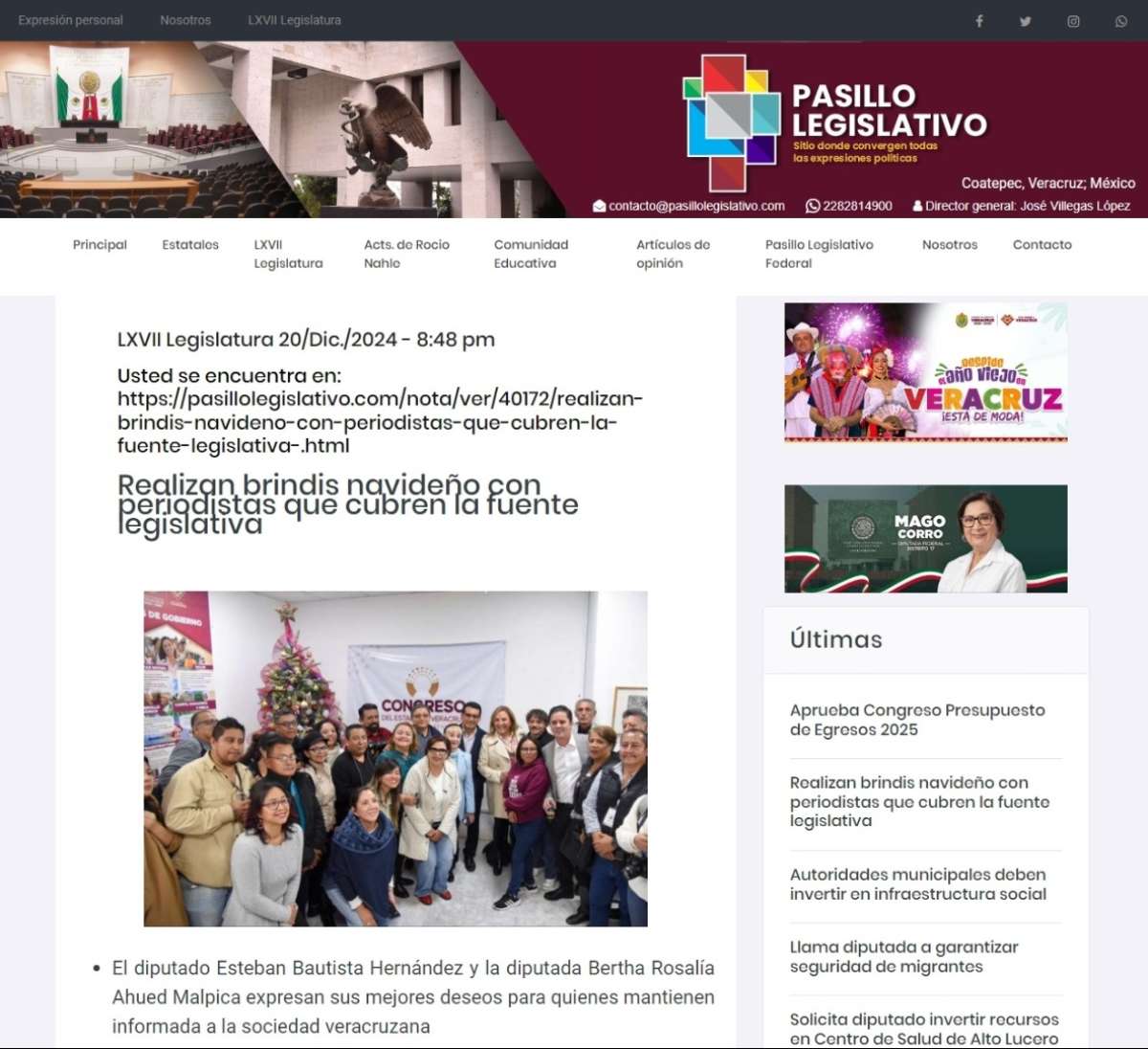 Pasillo Legislativo cumple 11 años informando a la sociedad.