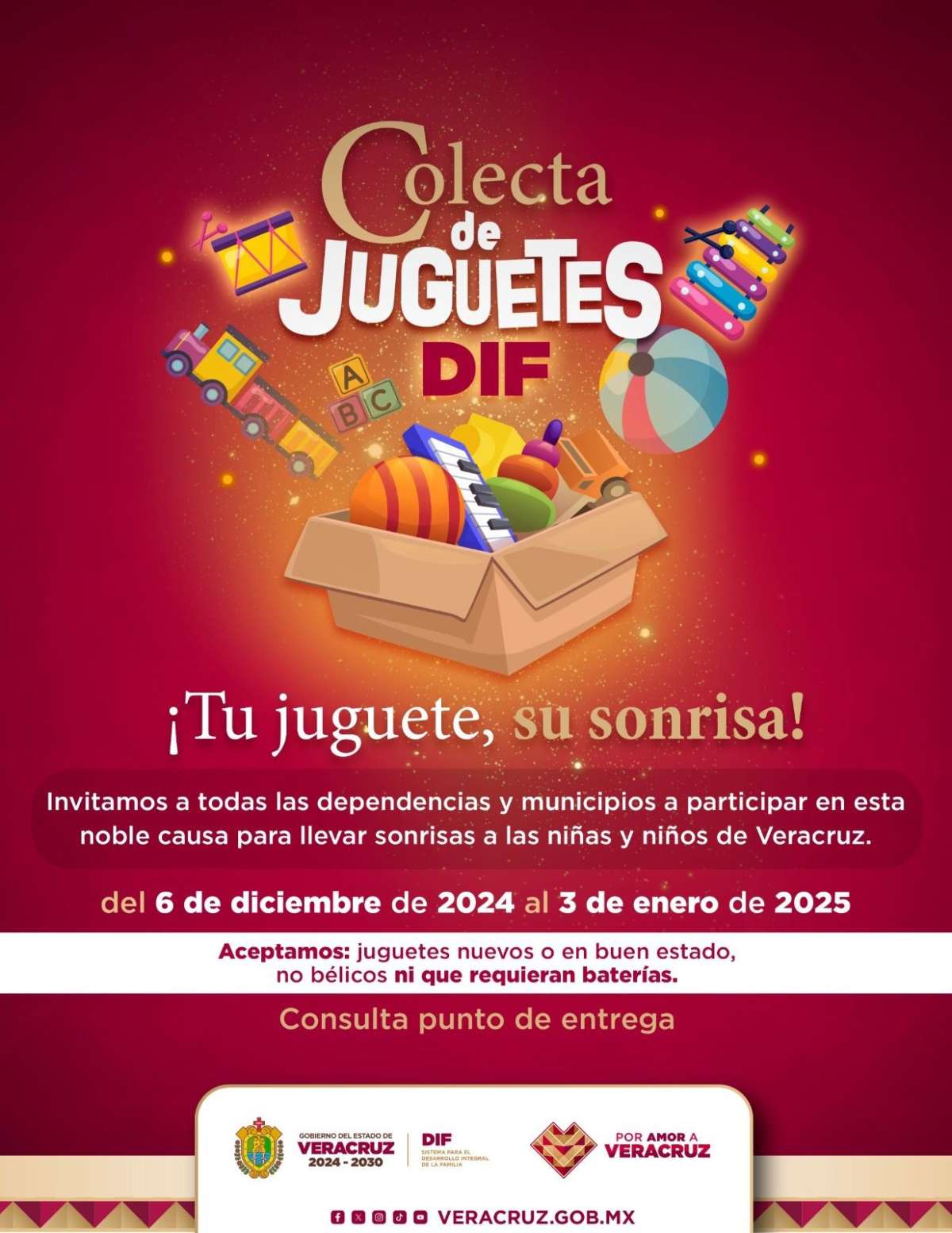 ¡Lleva alegría a niños y niñas de Veracruz! Únete a la colecta Tu juguete, su sonrisa