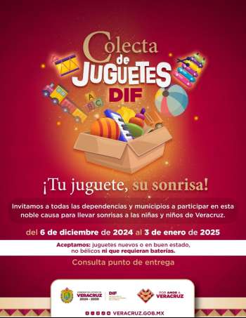 ¡Lleva alegría a niños y niñas de Veracruz! Únete a la colecta Tu juguete, su sonrisa