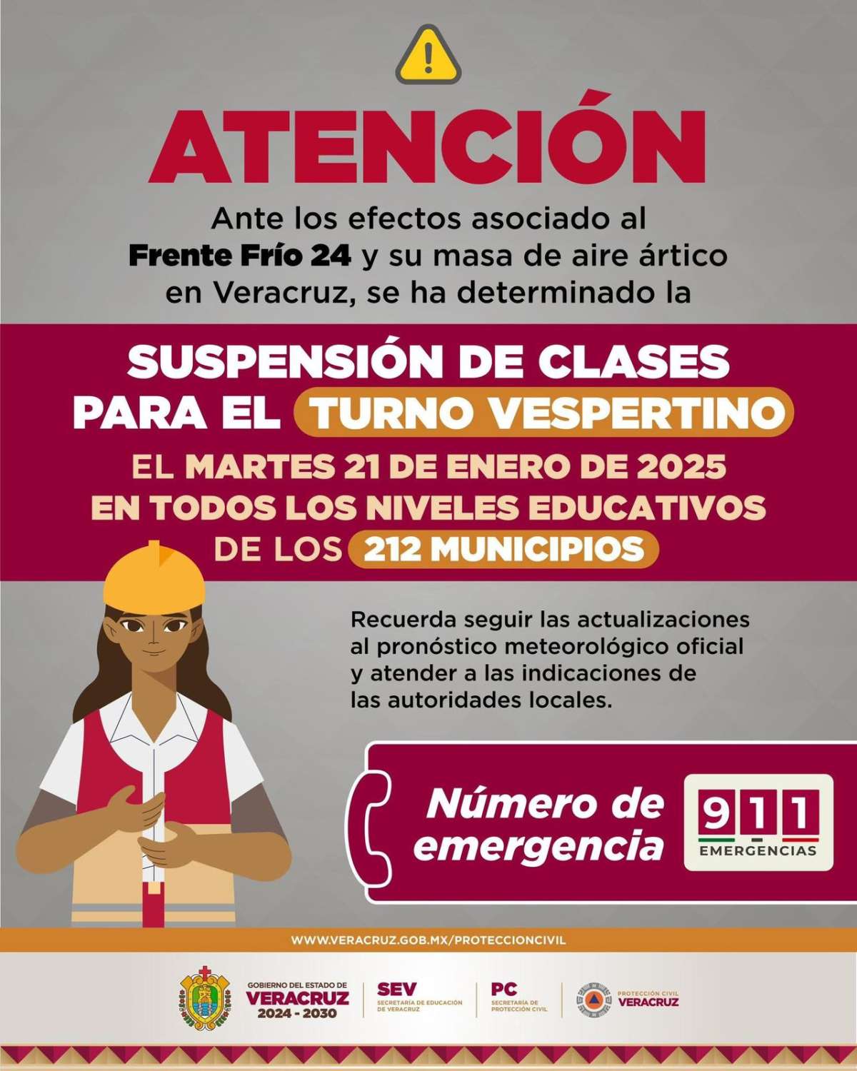 Se suspenden clases en turno vespertino de todo el estado