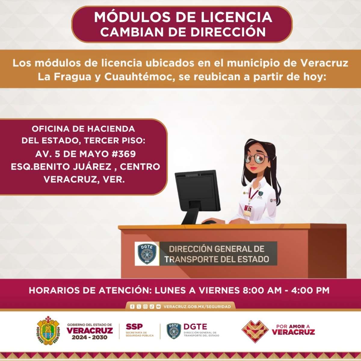 Reubican módulos de licencia en el municipio de Veracruz