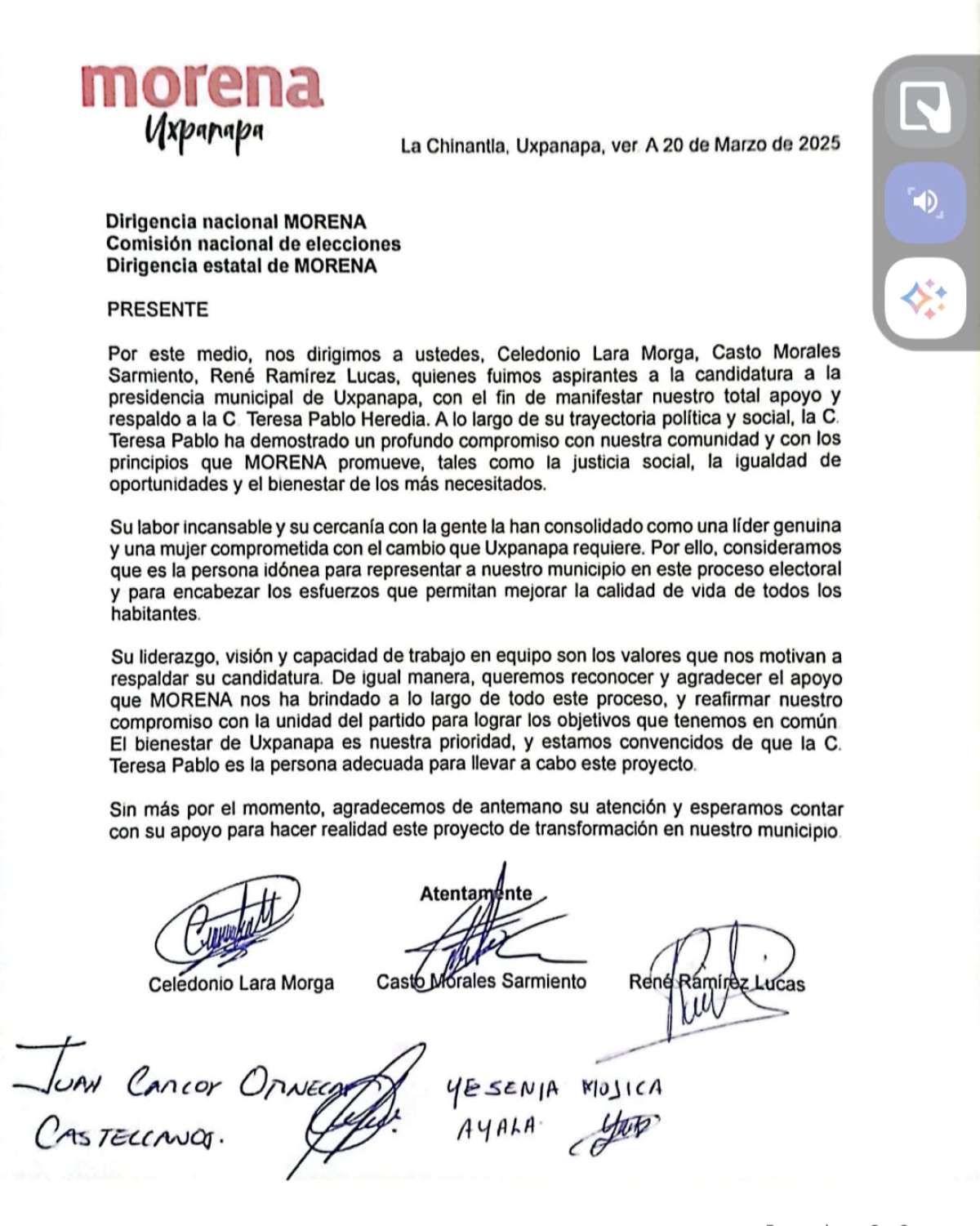 Aspirantes morenista el Uxpanapa denuncian que alcalde quiere imponer a síndica como candidata de Morena a la presidencia municipal