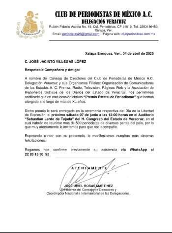 Premio Estatal de Periodismo me compromete a redoblar esfuerzos en aras de mantener informada a la sociedad, con honestidad, responsabilidad, veracidad y compromiso.