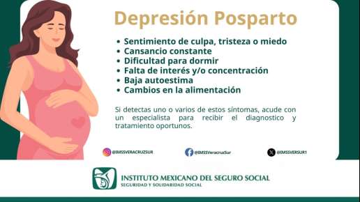 Promueve IMSS Veracruz Sur detección oportuna de depresión postparto