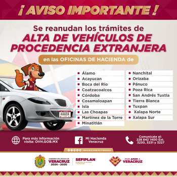 Veracruz reanuda regularización de vehículos de procedencia extranjera