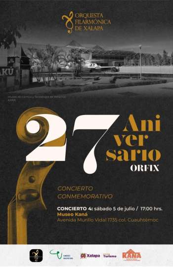 Celebrará la Orquesta Filarmónica de Xalapa su XXVII aniversario en el Museo Kaná mañana sábado.