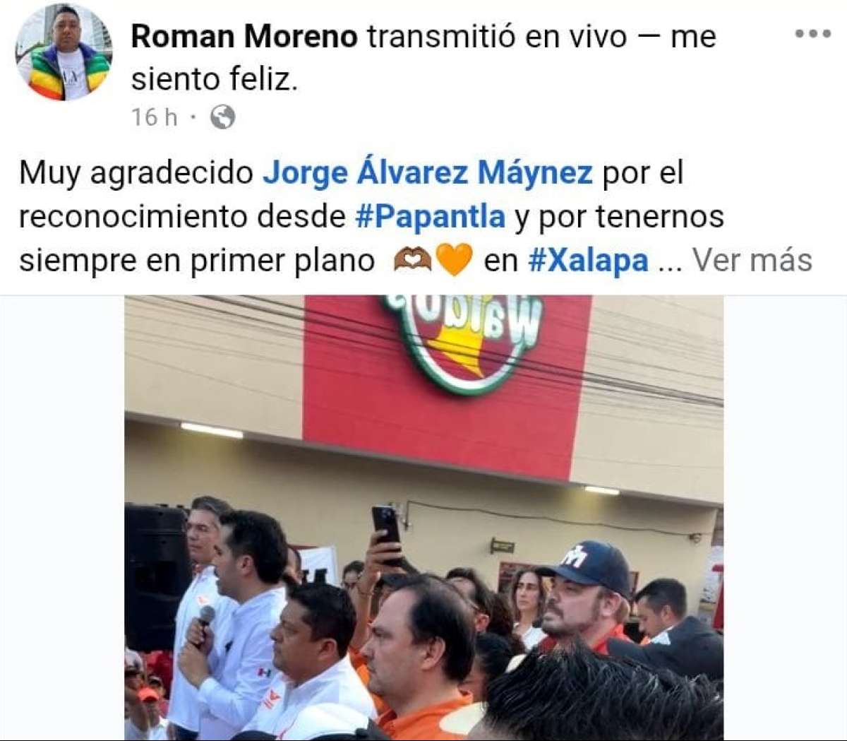 Román Moreno le ganó en Xalapa al PRI y al PAN juntos: Máynez