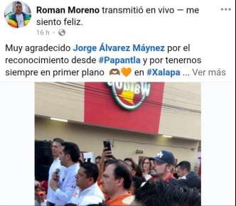 Román Moreno le ganó en Xalapa al PRI y al PAN juntos: Máynez