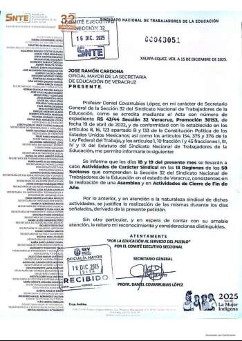 Se adelantan vacaciones de fin de año para docentes de la Sección 32 del SNTE