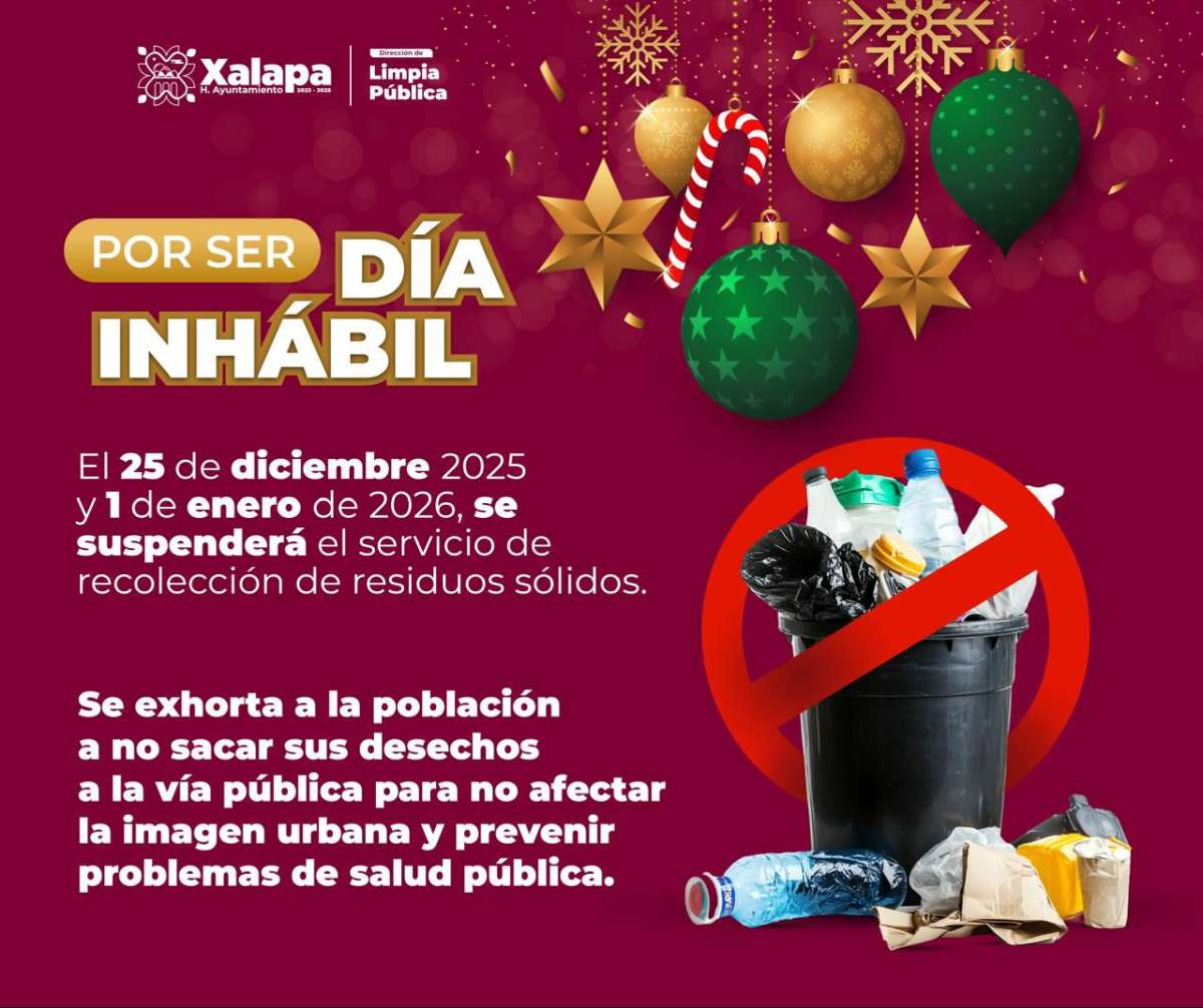 Se suspende servicio de Limpia Pública 25 de diciembre y 1 de enero
