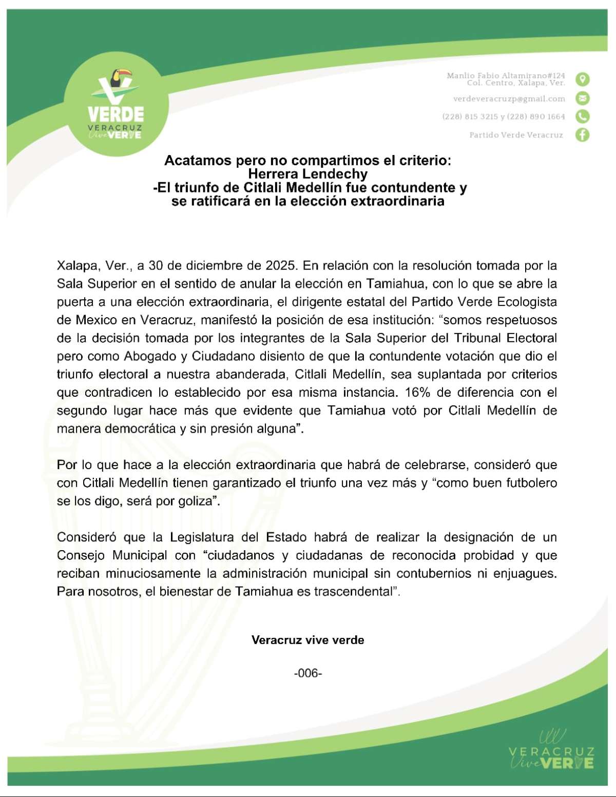 Acatamos pero no compartimos el criterio: Herrera Lendechy