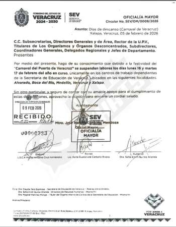 Por el Carnaval de Veracruz, la SEV suspenderá actividades escolares los días 16 y 17 de febrero
