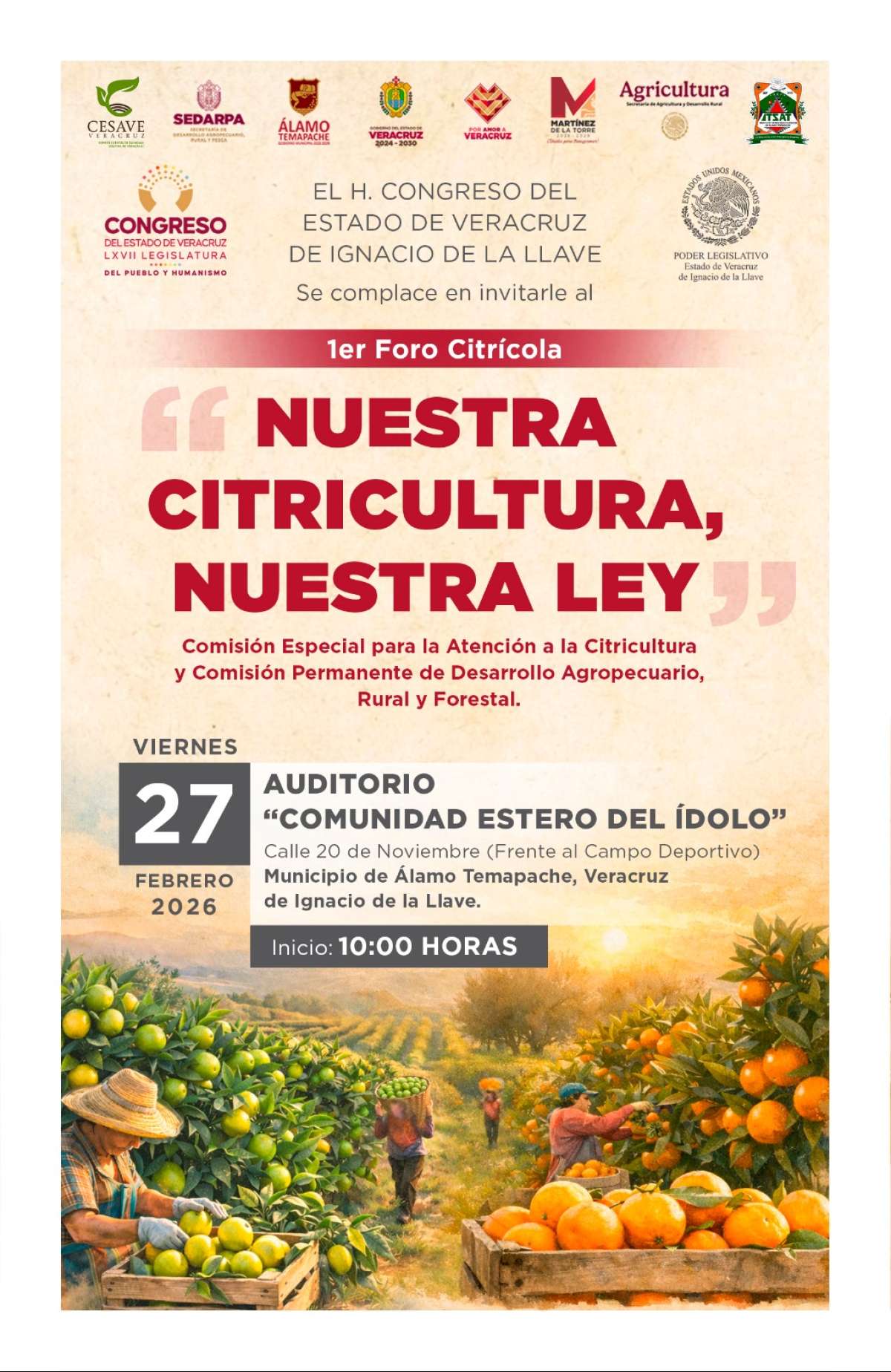 Anuncia Comisión Especial foros de consulta para Ley Citrícola