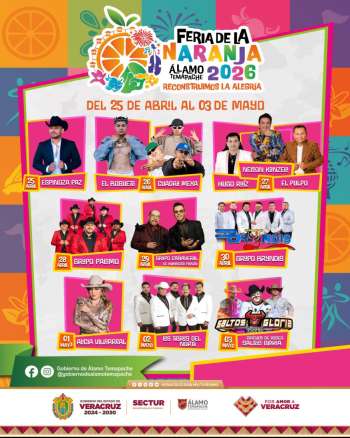 Asiste a la tradicional Feria de la Naranja de Álamo, inicia el próximo sábado   
