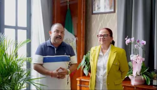 Cada ves más cerca nuevas unidades de transporte para Xalapa, se reúne Enrique Santos con Daniela Griego
