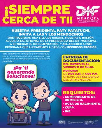 DIF de Camerino Z. Mendoza inicia recepción de documentos para entrega de sillas de ruedas, muletas y bastones