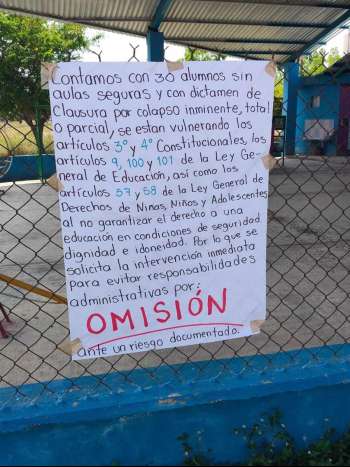 RIESGO DE COLAPSO EN ESCUELA DE SAN RAFAEL; NIÑOS SIN CLASES ANTE EL PELIGRO DE QUE EL TECHO CAIGA SOBRE ELLOS