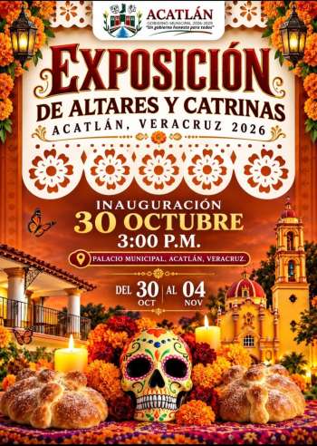 Ayuntamiento de Acatlán invita a disfrutar de la Exposición de Altares y Catrinas 2026